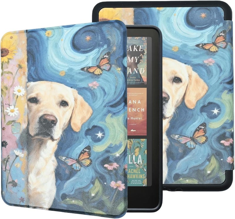 Tpacc Case for Kindle Paperwhite 12th Gen 2024 (7") & Kindle Colorsoft Signature Edition, Lightweight PU Leather Smart Protective Cover with Auto Sleep Wake, Hand Strap, Funny Dog - Image 1